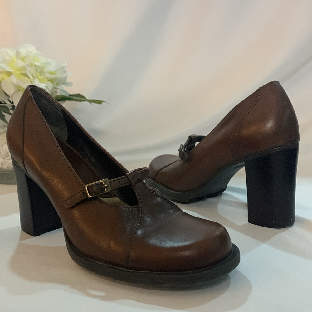 Y2K 90s NINE WEST Mary Jane Leather Loafer Heels